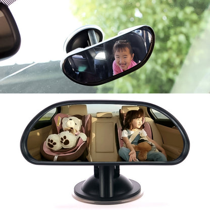 Suction-cup rear view mirror with convex lens and adjustable black mounting base