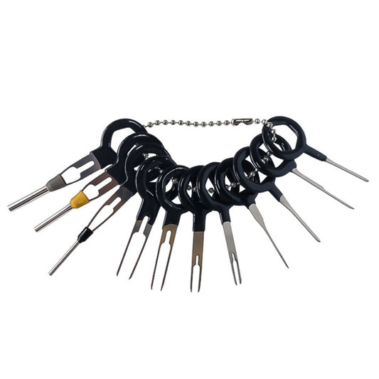 11 car connector pin removal tools with multiple loop handles and needle tips