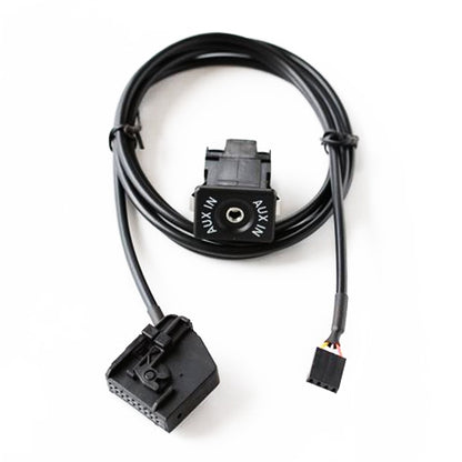 AUX input switch adapter plug with 1.5m wiring harness and black connectors
