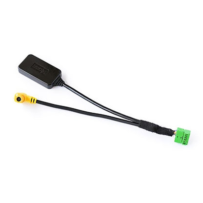 MMI multimedia audio cable wiring harness with green connector and yellow RCA plug