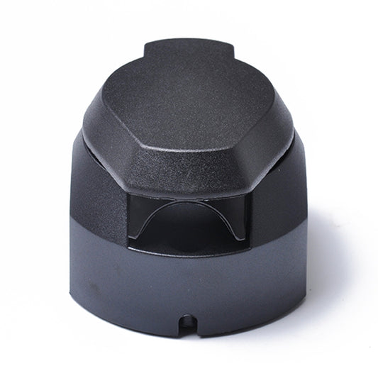 7-pin car plug socket adapter with open front port, dark gray housing