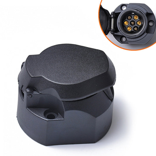 7-pin car plug wiring socket adapter with protective cap, dark gray housing