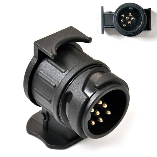 7-pin car trailer wiring connector socket adapter, black housing with pin contacts