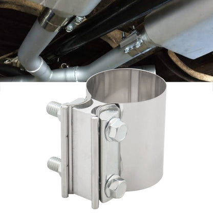 3 in stainless steel exhaust downpipe clamp band with bolts, silver