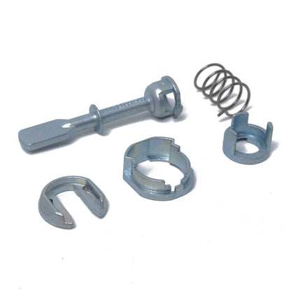 Car door lock cylinder repair kit with key cylinder, spring, and metal grey clips