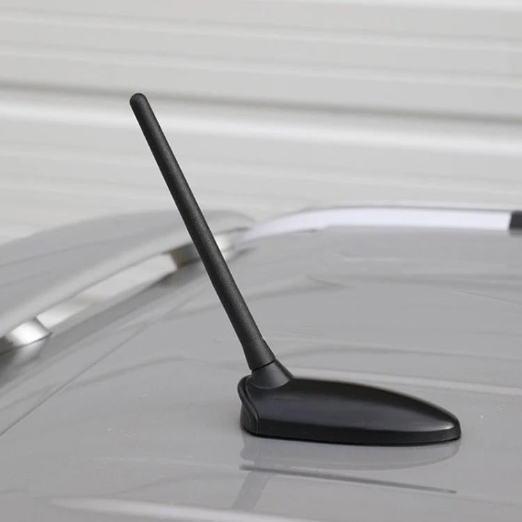 Black car roof AM/FM antenna mounted on vehicle roof
