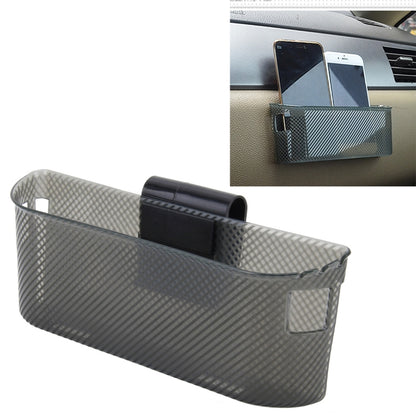 Car silicone organizer with vent hanger and gray mesh pocket, black center bar