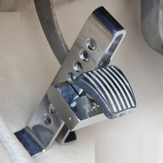 Stainless steel clutch lock clamp with ribbed pedal cover and metal base