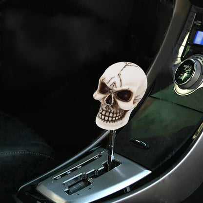 White skull gear shift knob with black base for manual or automatic cars