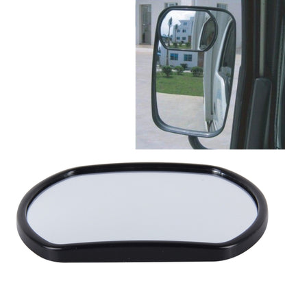 Black truck blind spot mirror with wide-angle curved glass, mounted on side
