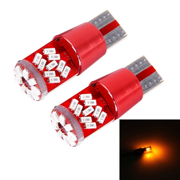 Pair of T10 LED bulbs with red housing and SMD chip circuit boards
