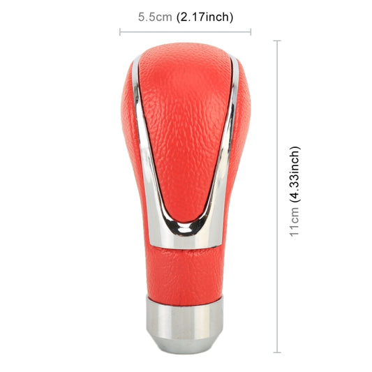 Universal Car PU Leather and Metal Gear Shift Knob Modified Auto Car Transmission Shift Lever Knob, Gear Shift Knob(Red), Shift Knob 2