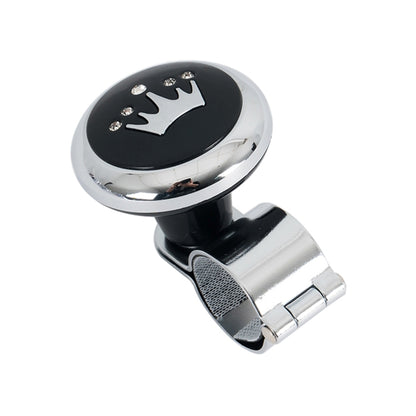 Universal steering wheel spinner knob with black oval top and rhinestone deer emblem