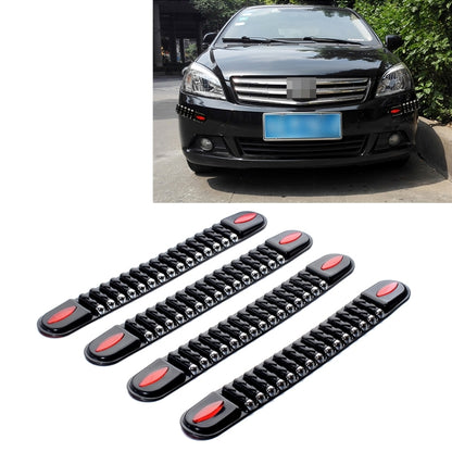 Black anti-collision bumper guard strip set with red reflector pads, 4 pieces.