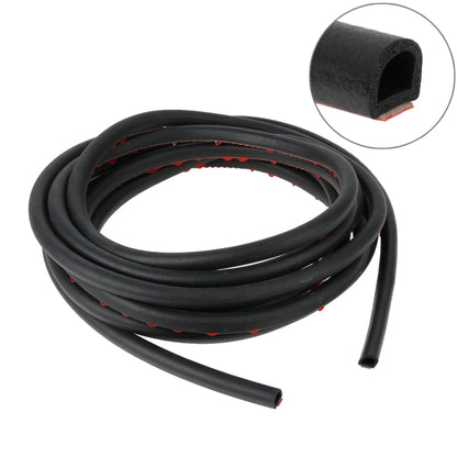 Small D-shaped car noise reduction sealing strip, black with adhesive backing, 5m