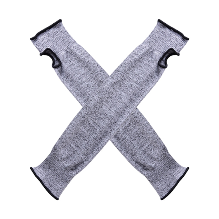 Two grey elbow arm sleeves crossed design with black elastic cuff openings.