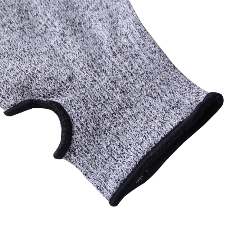 Close-up of grey sleeve edge with black elastic cuff for arm protection.
