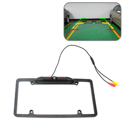 Car license plate frame rear-view camera set with wiring and parking guide lines