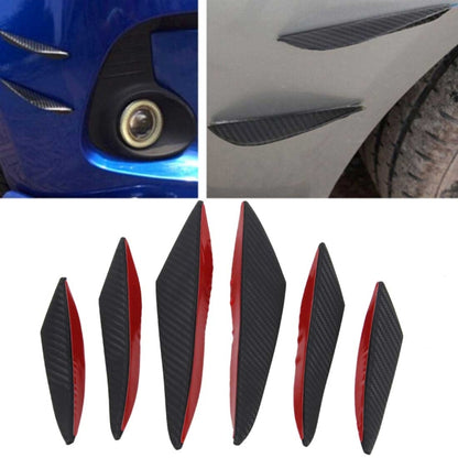 Front bumper lip splitter protector stickers, black carbon-fiber style with red backing
