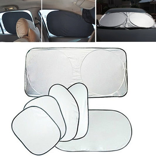 6 in 1 Summer Accessories Coated Silver Car Sun Shade Cloth Set, 6 in 1