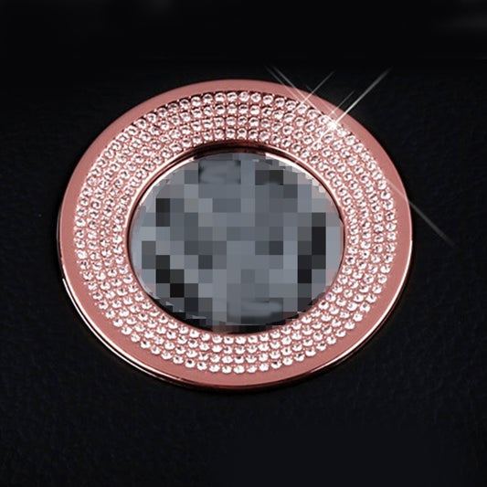 Pink steering wheel decoration ring with rhinestone border and center cutout