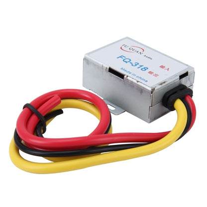 Car audio power noise filter module with red, yellow, and black power cables