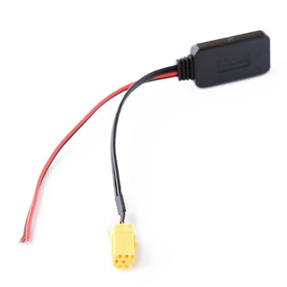 Car wireless Bluetooth AUX adapter cable with black module and yellow wiring connector