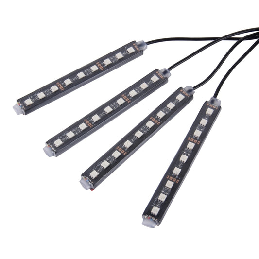 Set of four RGB LED strip bars with attached wiring and connectors