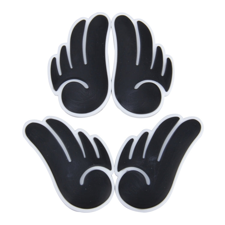 4-piece car door guard sticker set with black angel wing hands and white backing