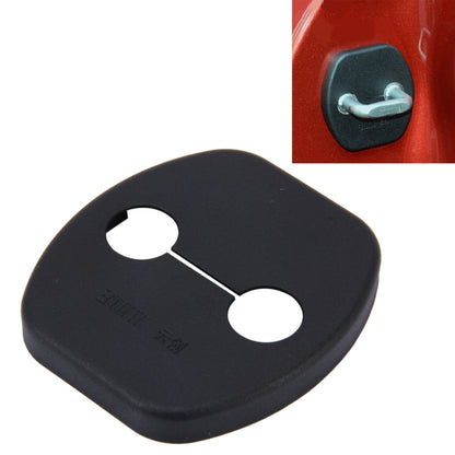 Black door lock protection cover, oval with two cutouts and strap cut line