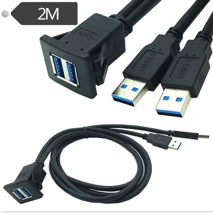 2m USB 3.0 dashboard extension cable with flush-mount docking panel and blue USB ports