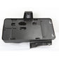 Black rear license plate frame holder bracket with integrated square mounting light