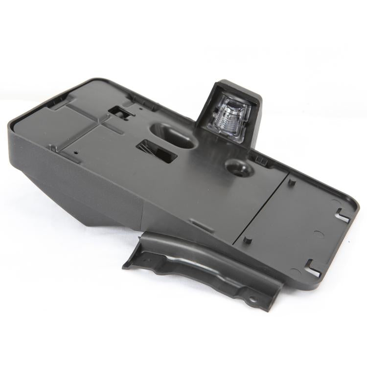 Black mounting bracket for rear license plate frame with clear lens light