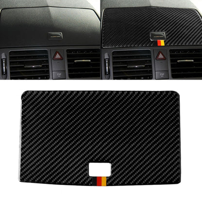 Carbon fiber console navigation panel sticker with German flag stripe, installed on dashboard