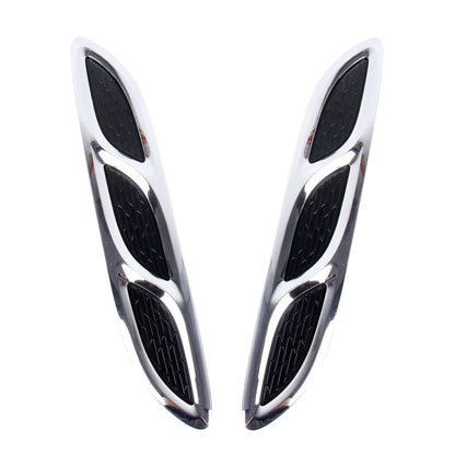 Two-piece black and silver plastic air flow intake vent covers with mesh grilles