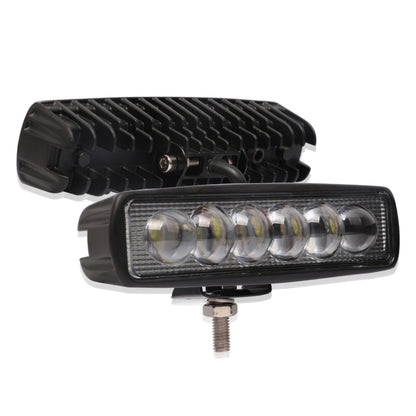 Black LED rectangular work light bar with 8 clear lens LEDs and mounting stud