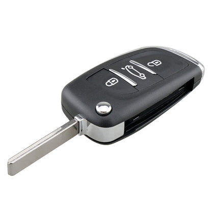 3-button car key fob case with key blade, black housing and silver button cap