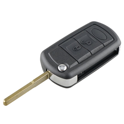 Black remote car key fob with metal blade, two-button layout, for Land Rover