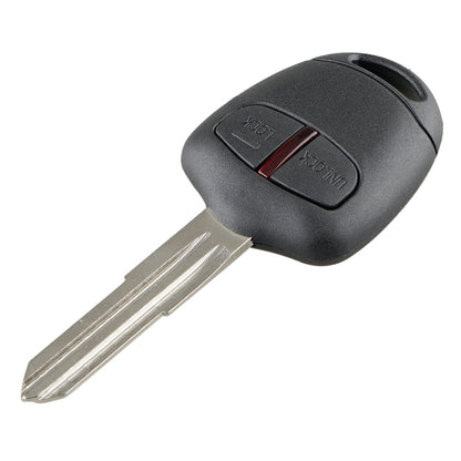 Black 2-button car key fob remote with metal key blade and red lock indicators