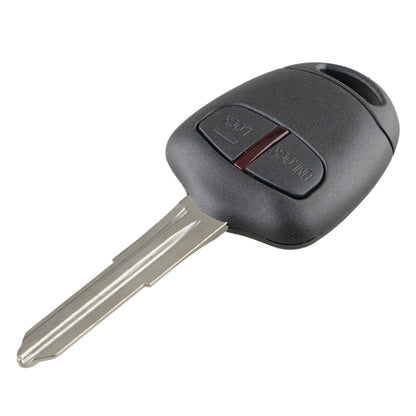 Mitsubishi two-button car key remote with metal blade, black shell, UNLOCK/LOCK buttons