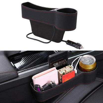 Car Multi-functional Co-pilot Seat Console PU Leather Box Cigarette Lighter Charging Pocket Cup Holder Seat Gap Side Storage Box, Co-pilot Seat