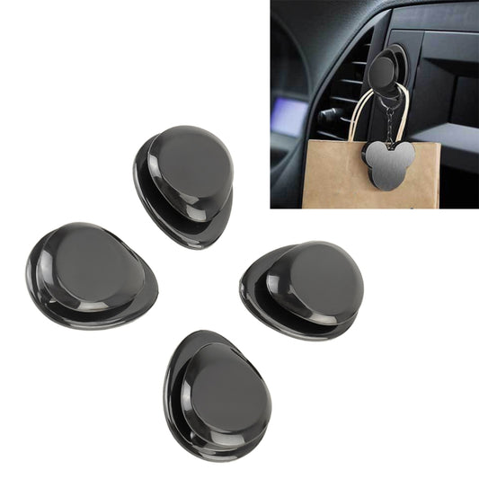 Car mini bag hanger hooks set of 4, glossy black round snap-on hooks