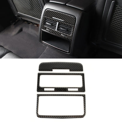 Set of 3 carbon-fiber rear air outlet trim stickers, installed on car vent panel
