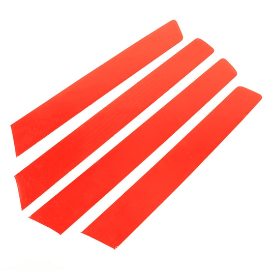Red-orange protective backing sheets with four adhesive strip cutouts