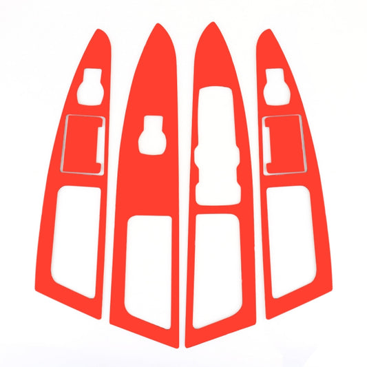 Window lift panel trim stickers, black carbon fiber pieces shown with red outline
