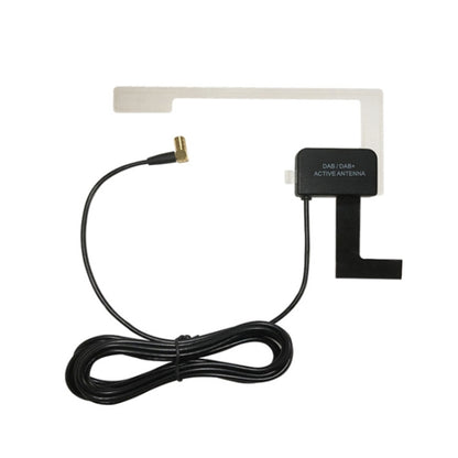 Car active DAB antenna kit with coiled cable, inline connector, and base mount