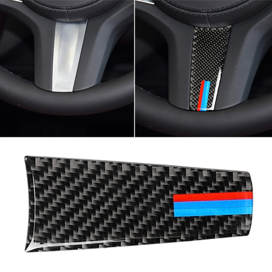 Steering wheel carbon-fiber decorative sticker with blue and red tricolor stripes