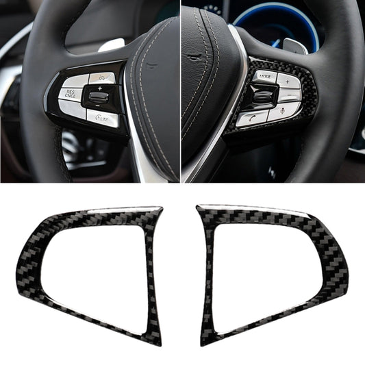 Carbon fiber steering wheel button trim stickers with white accent frames