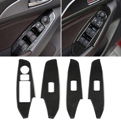 Carbon fiber patterned left window lift switch panel sticker set for car interior