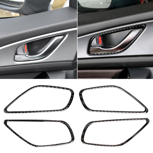 Car door inner handle frame trim stickers, carbon-fiber style, 4-piece set